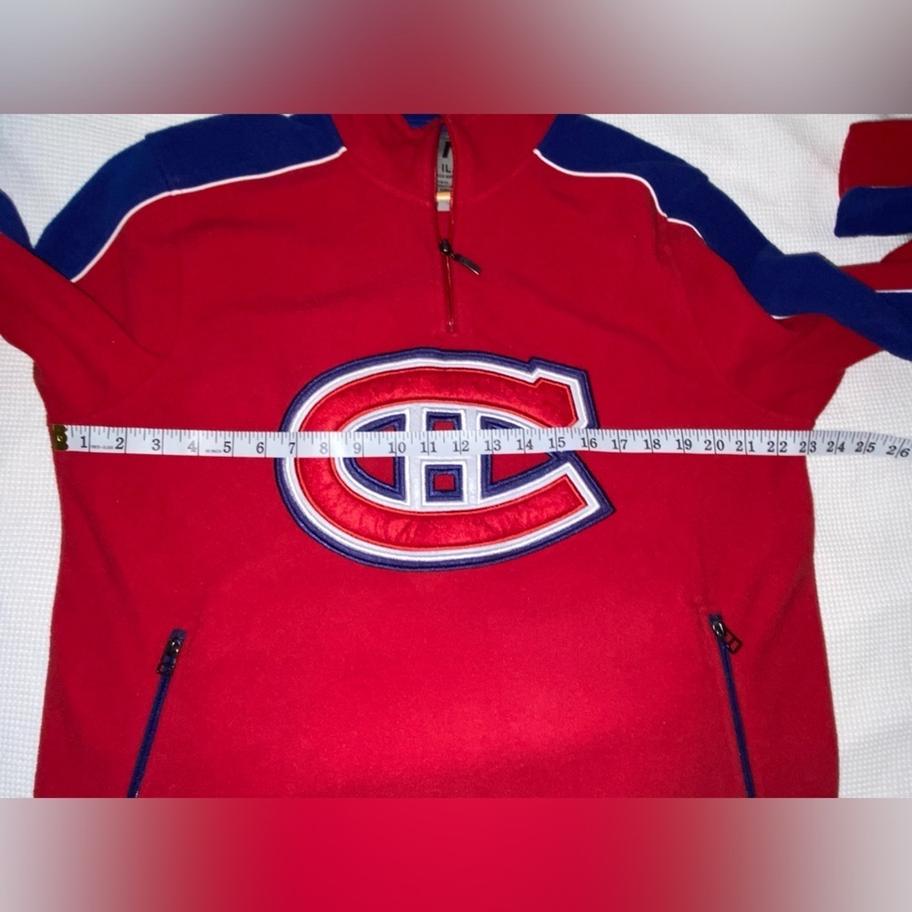 NHL vintage Montreal Canadiens red fleece 1/4 zip sweater size medium - Picture 10 of 13